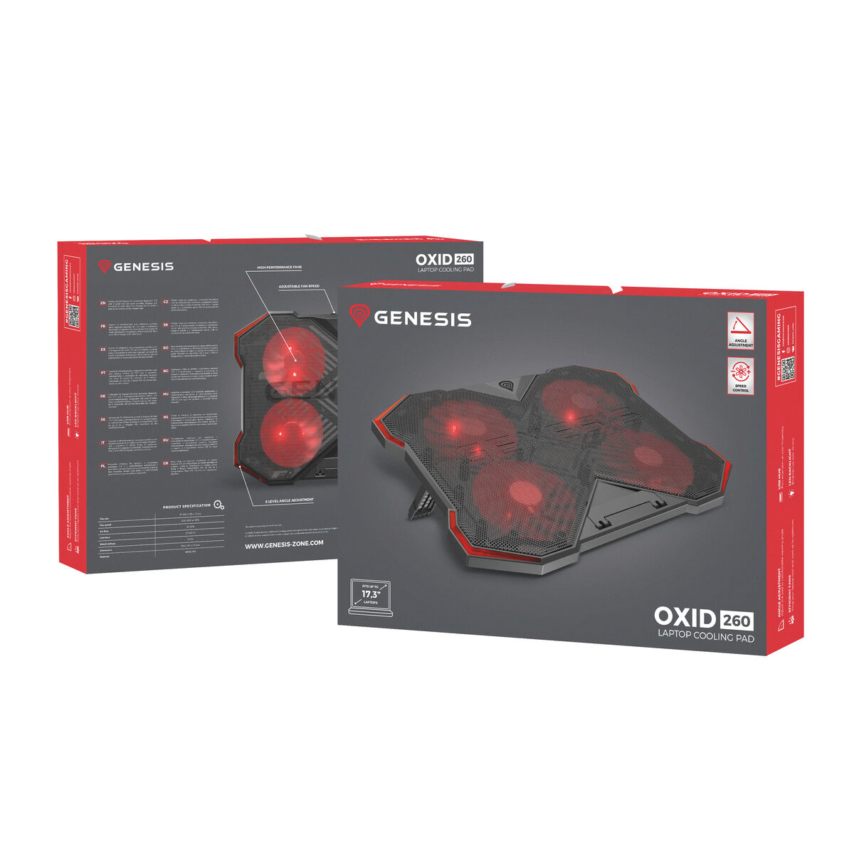 Sülearvuti Jahutusalus Genesis Oxid 260 Must 17"